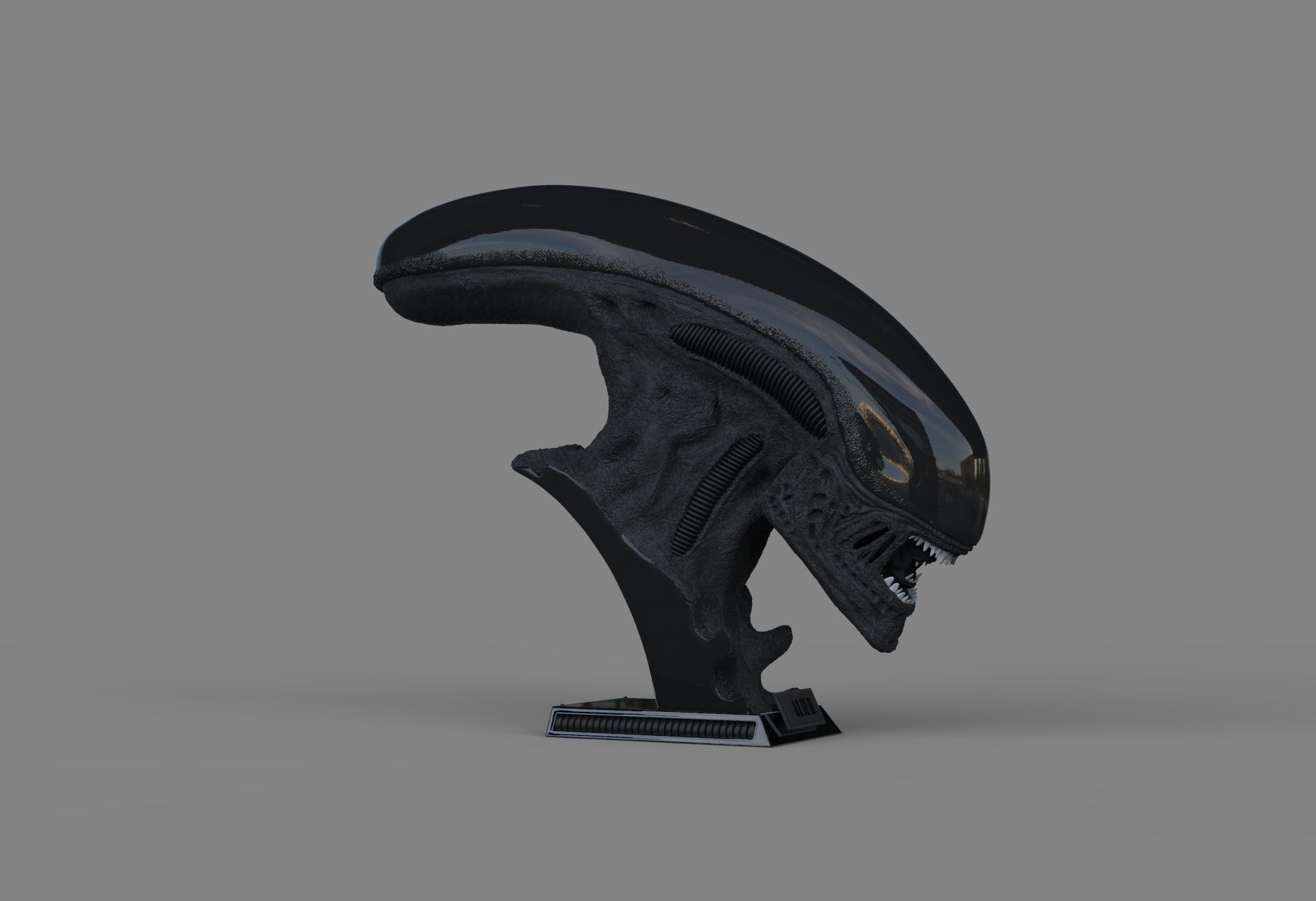 Alien Xenomorph Bust 3D Print Stl Model Diorama 3D print model 3D print model_33