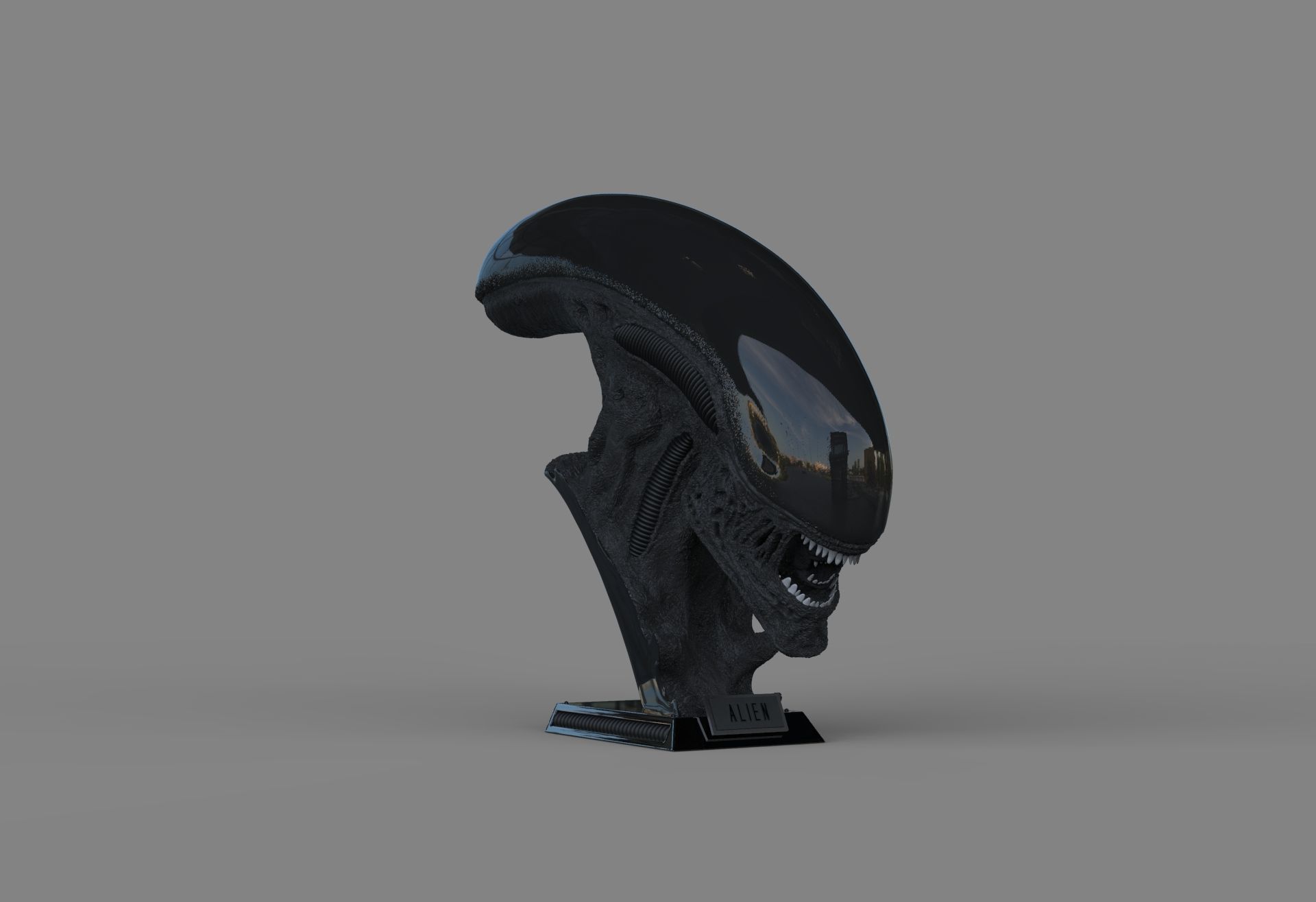 Alien Xenomorph Bust 3D Print Stl Model Diorama 3D print model 3D print model_38