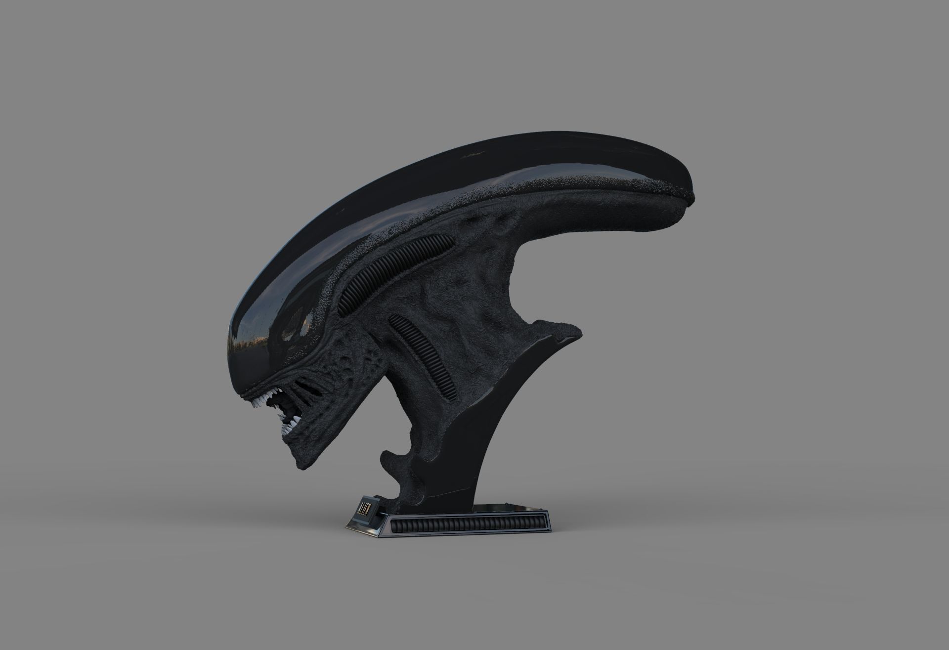 Alien Xenomorph Bust 3D Print Stl Model Diorama 3D print model 3D print model_54
