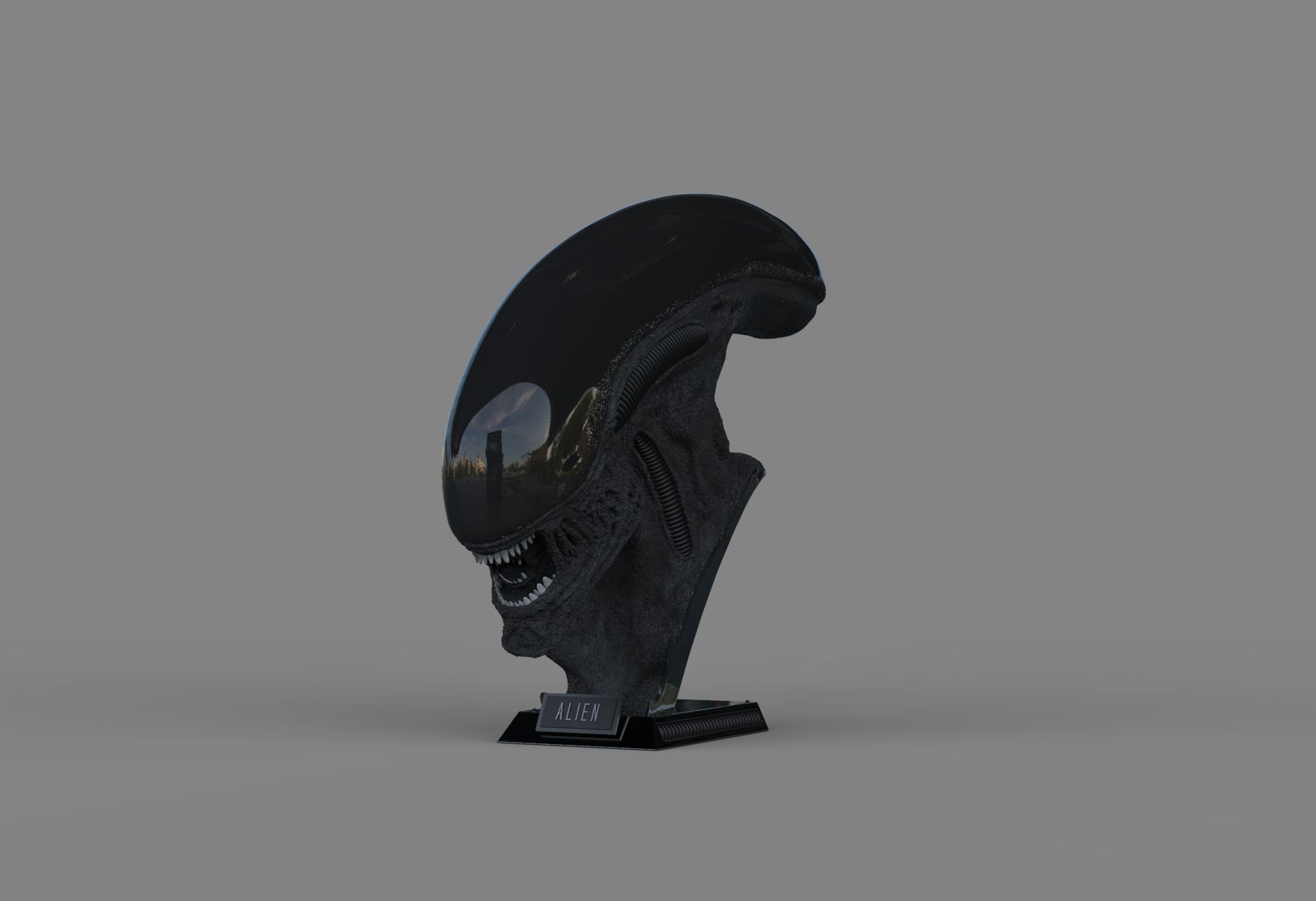 Alien Xenomorph Bust 3D Print Stl Model Diorama 3D print model 3D print model_47