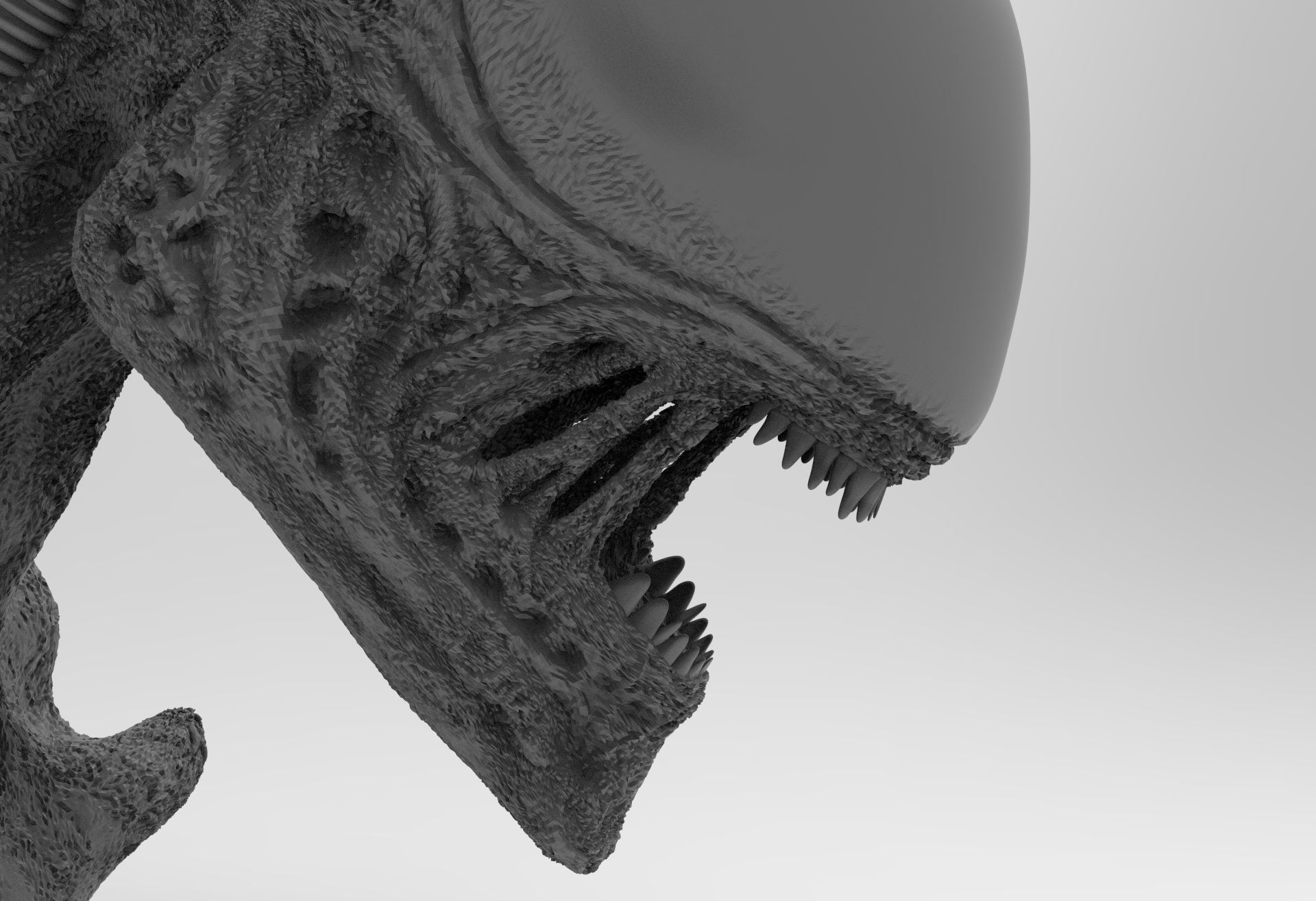 Alien Xenomorph Bust 3D Print Stl Model Diorama 3D print model 3D print model_5