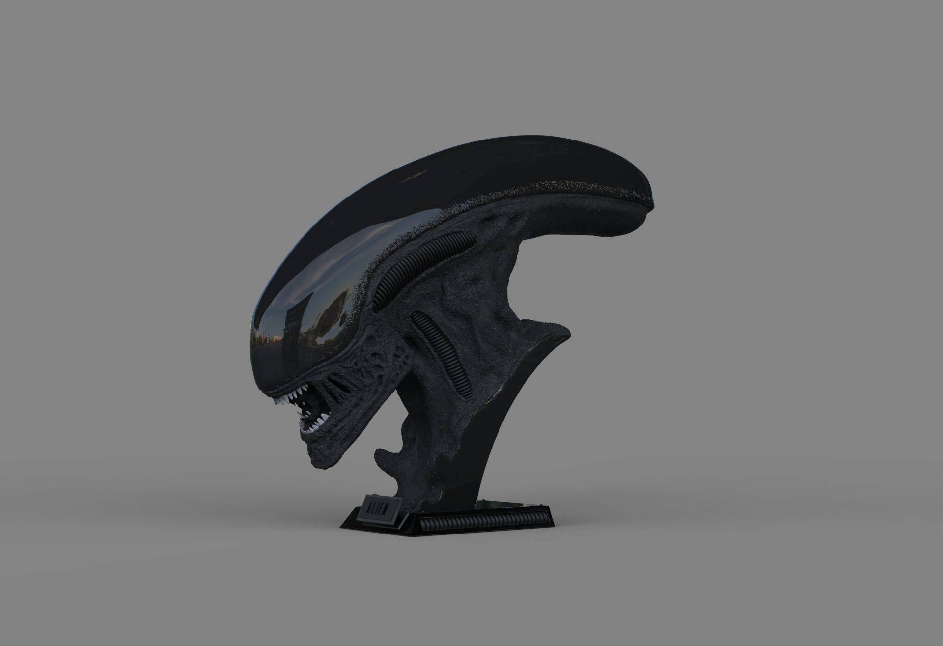 Alien Xenomorph Bust 3D Print Stl Model Diorama 3D print model 3D print model_52