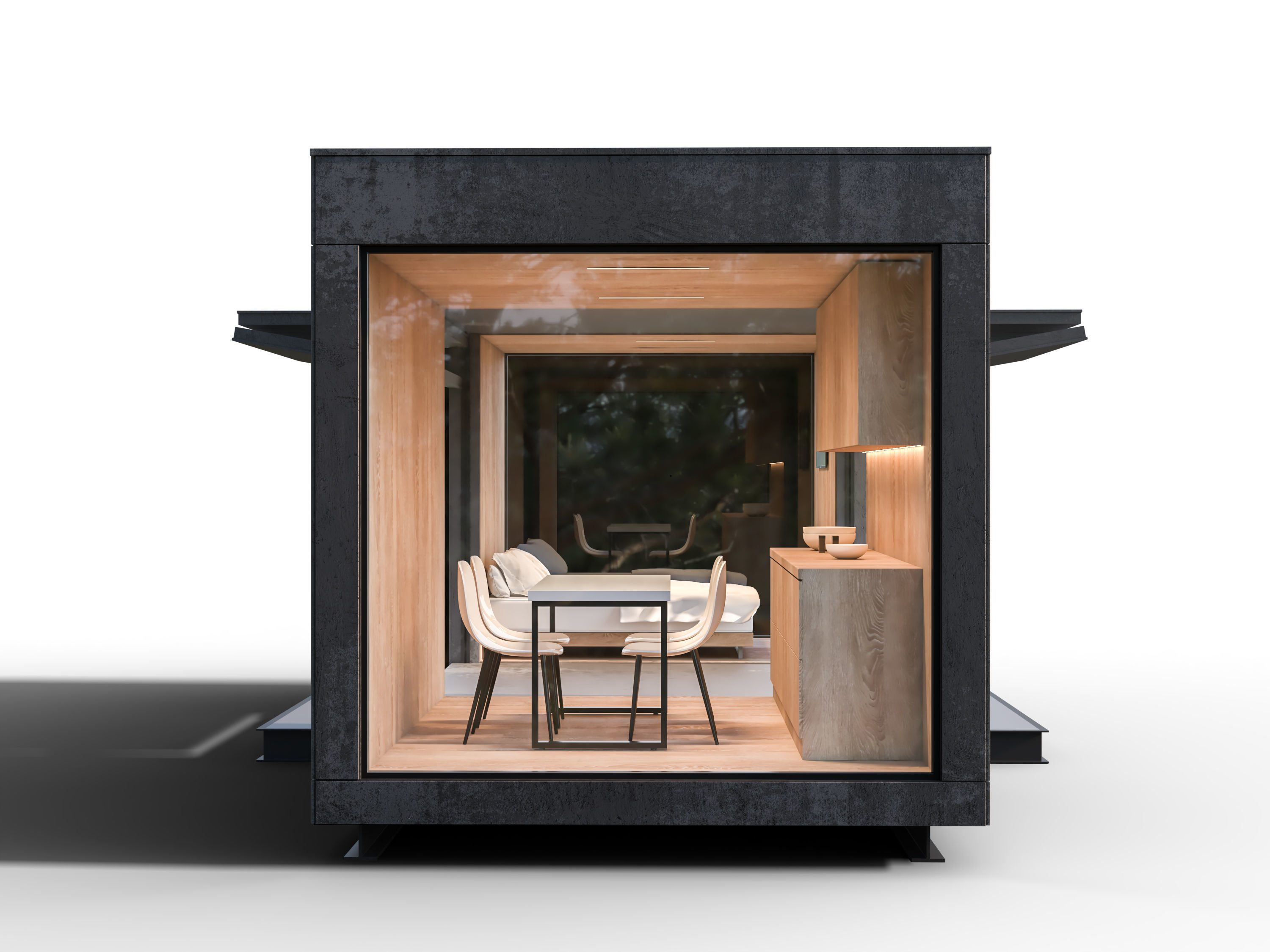 cuntiner container house with bed 3D model_4