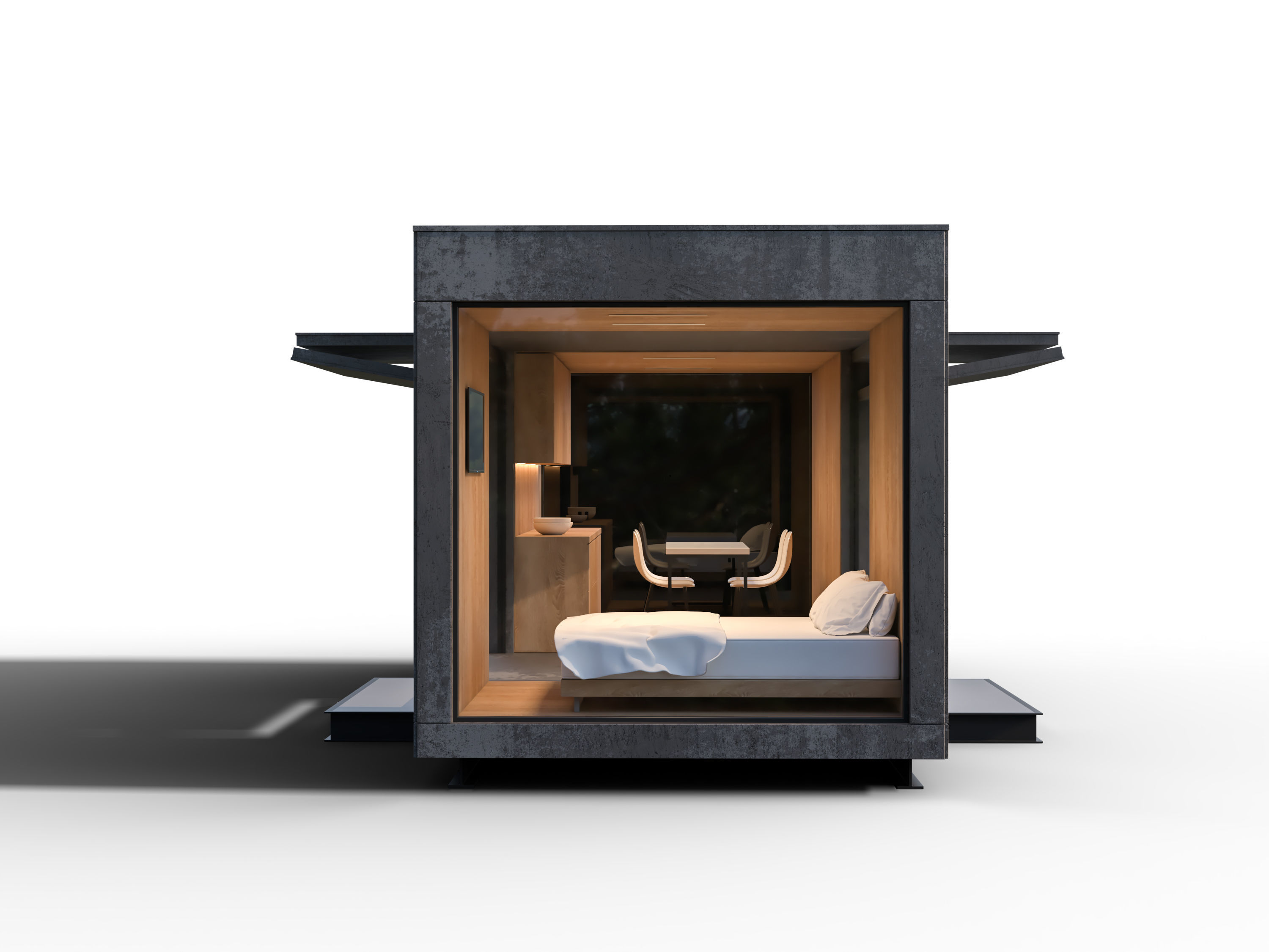 cuntiner container house with bed 3D model_2