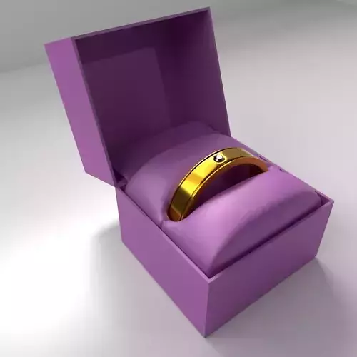 Gold Ring with Diamond and Satin Box
