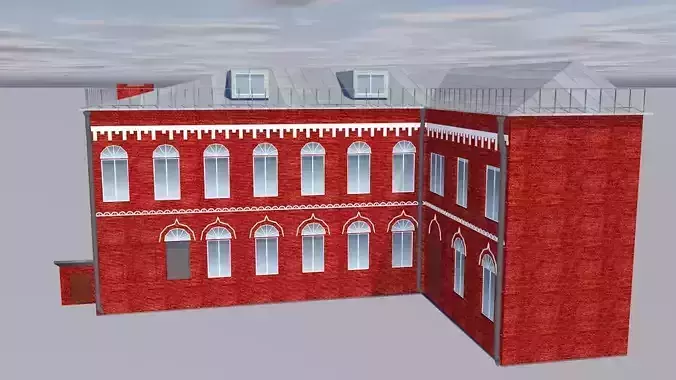 Museum brick building on cloudy day