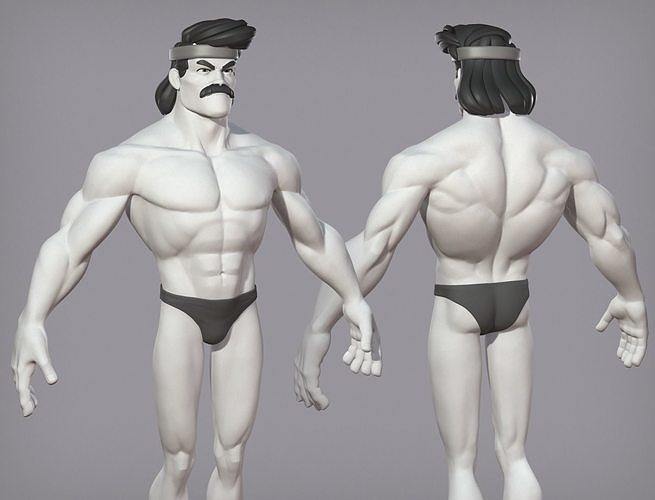 Cartoon male character Karl base mesh 3D model
