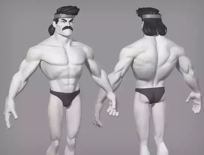 Cartoon male character Karl base mesh 3D model