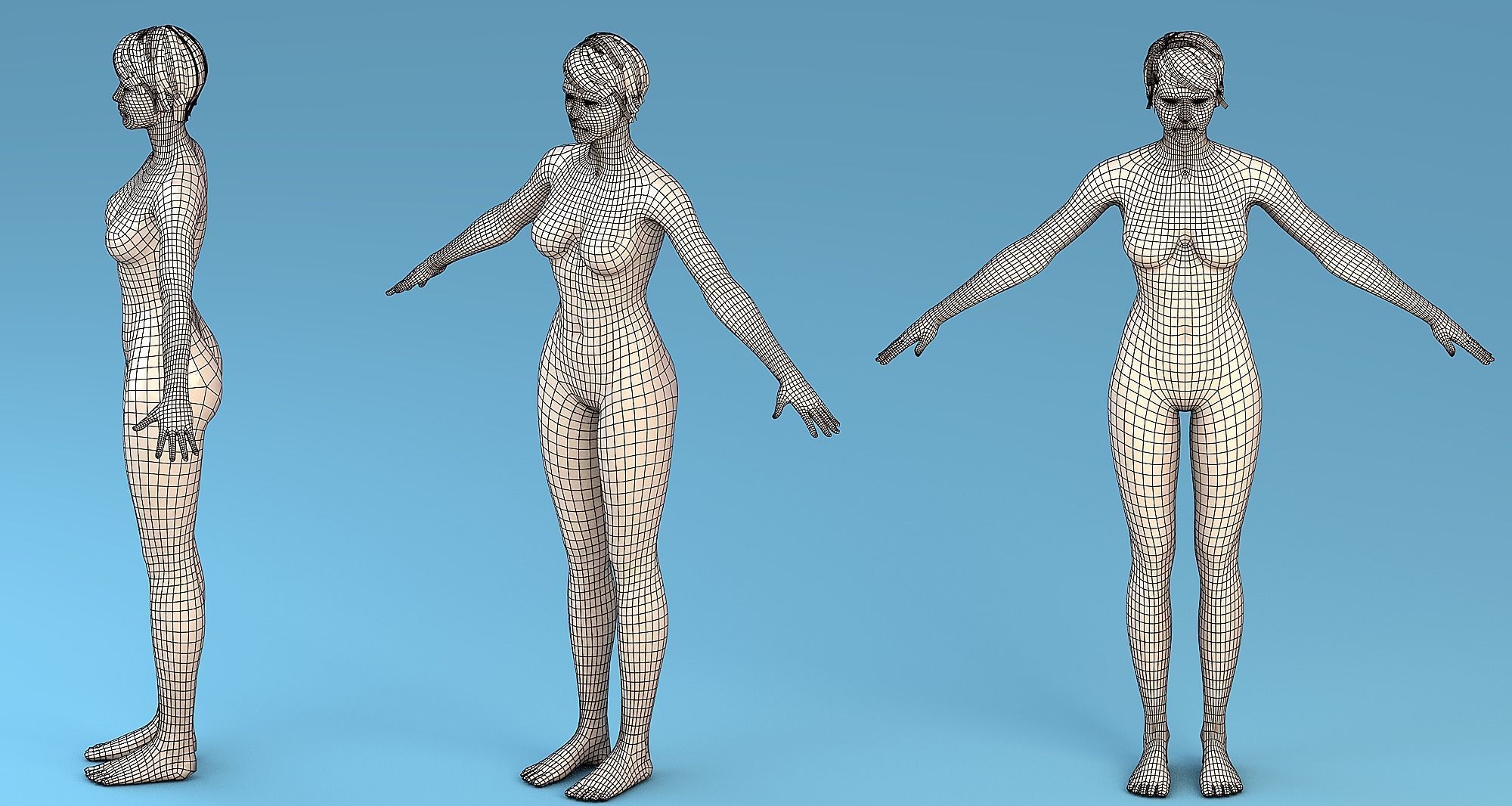 Character Female Low-poly 3D model_8