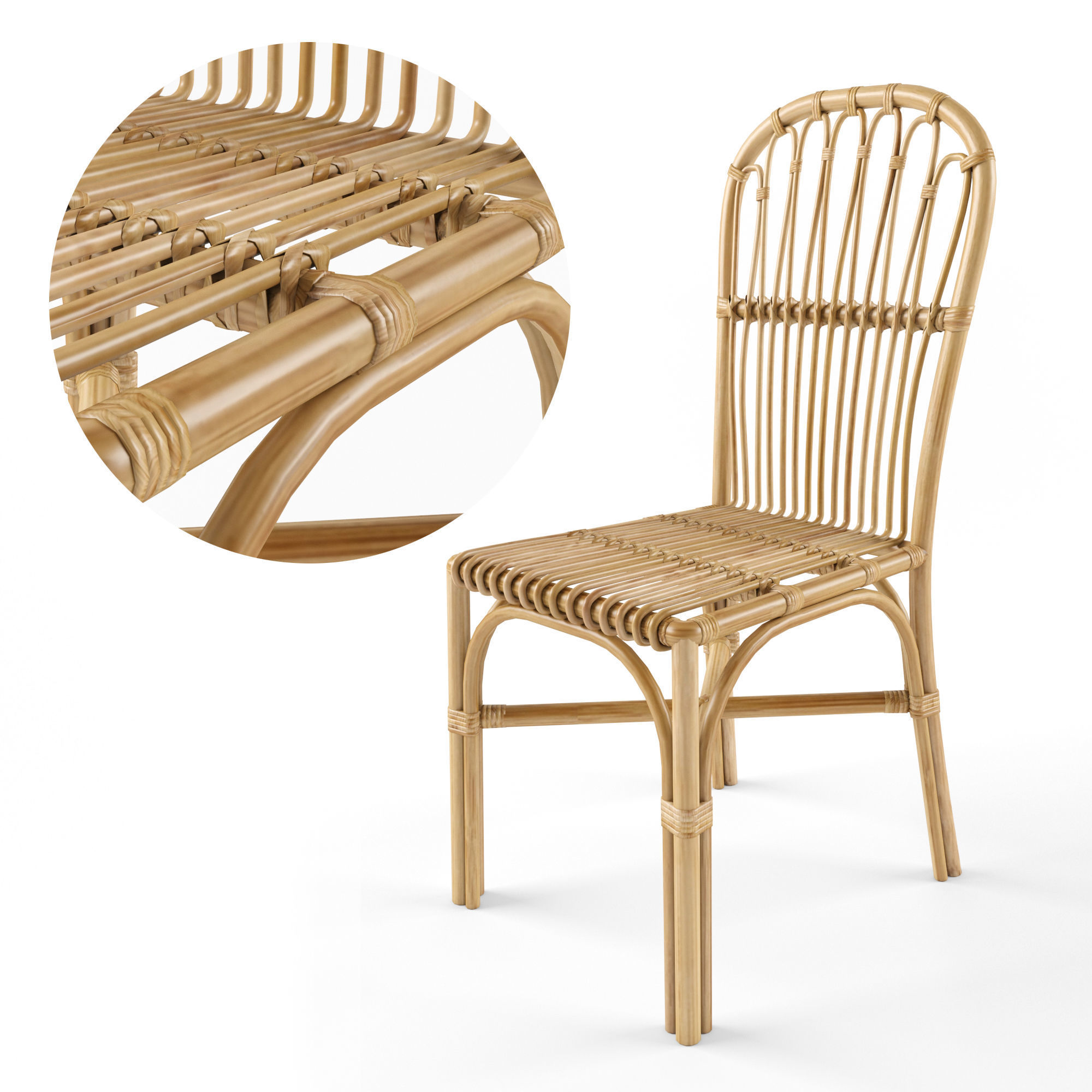 Rattan Table And Chair Set 3D model_3