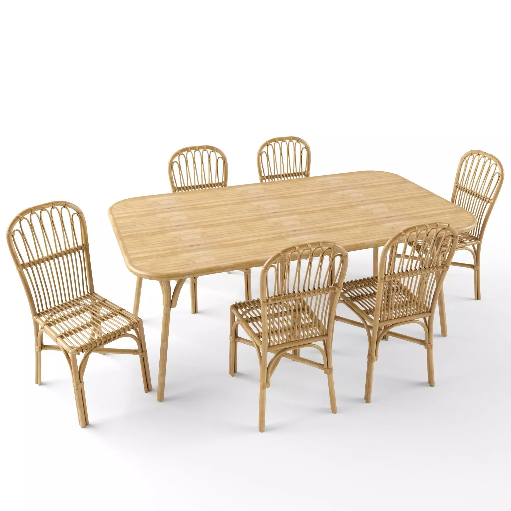 Rattan Table And Chair Set 3D model_0
