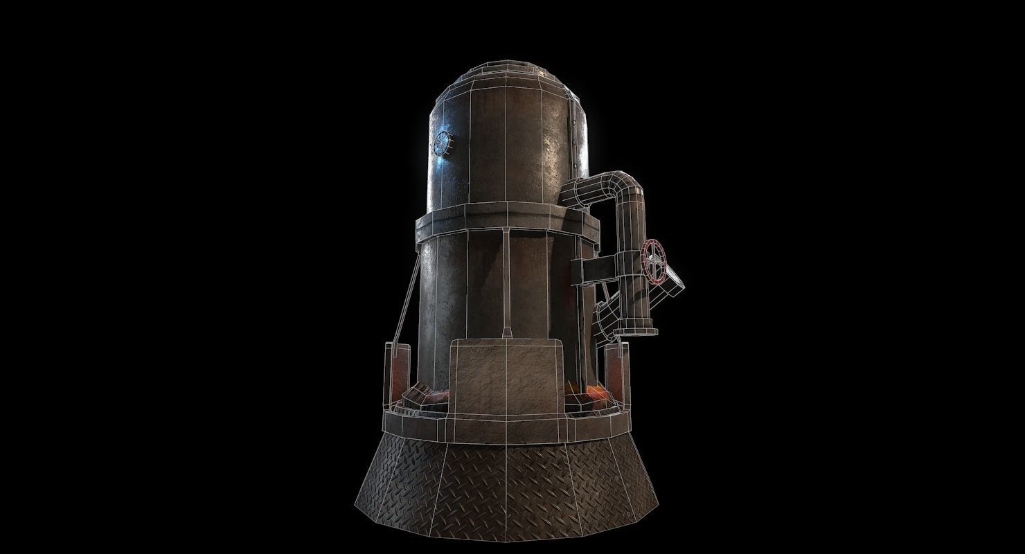 Melting Furnace WWII Low-poly 3D model_9
