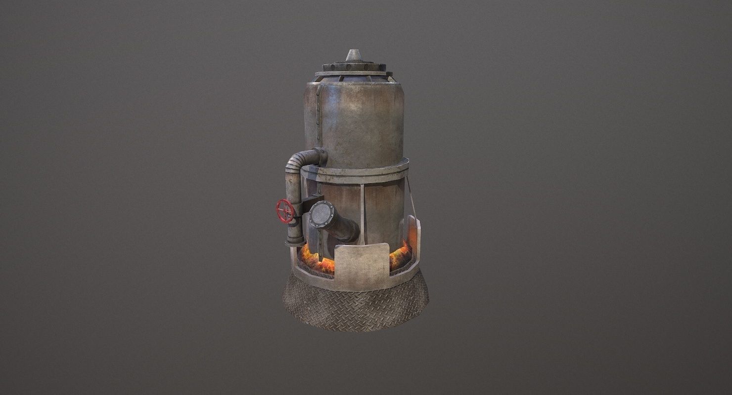 Melting Furnace WWII Low-poly 3D model_17