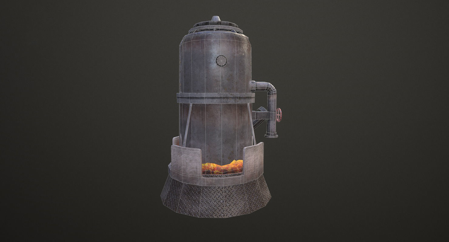 Melting Furnace WWII Low-poly 3D model_25