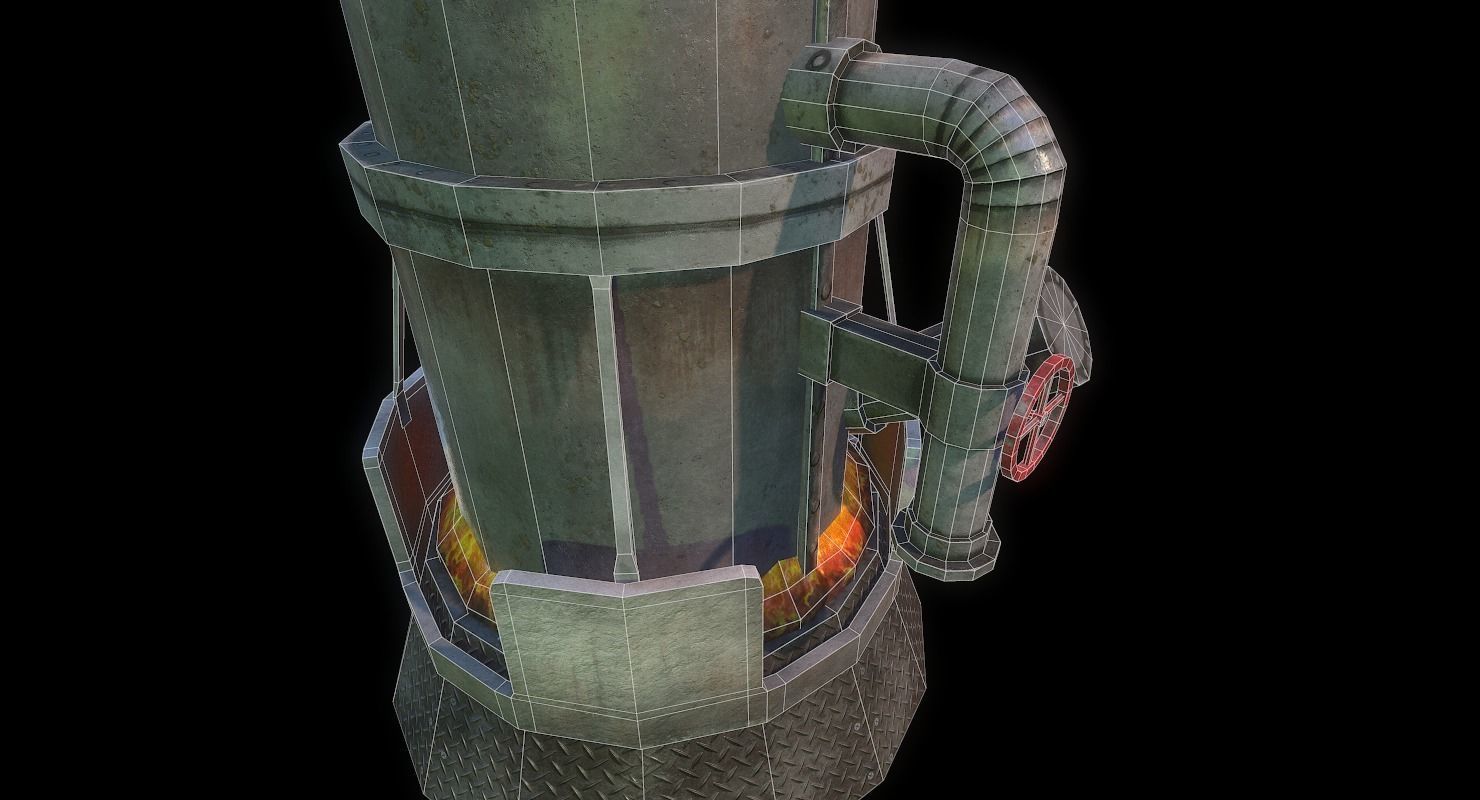 Melting Furnace WWII Low-poly 3D model_14