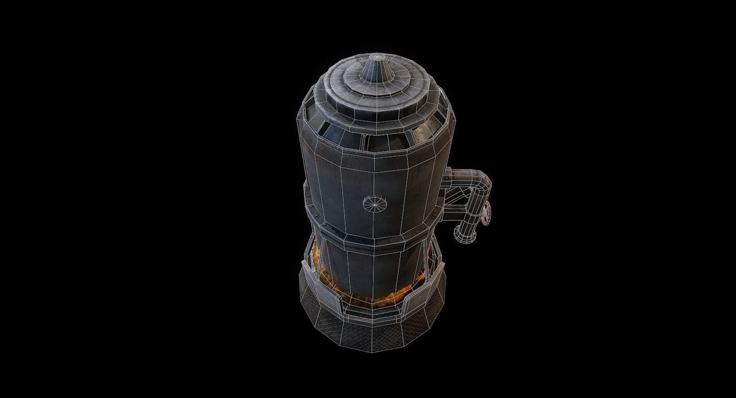 Melting Furnace WWII Low-poly 3D model_11