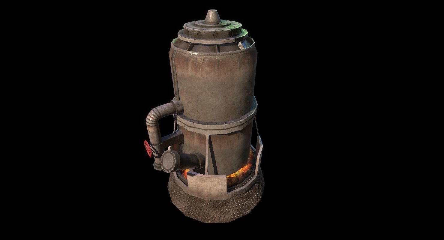 Melting Furnace WWII Low-poly 3D model_3