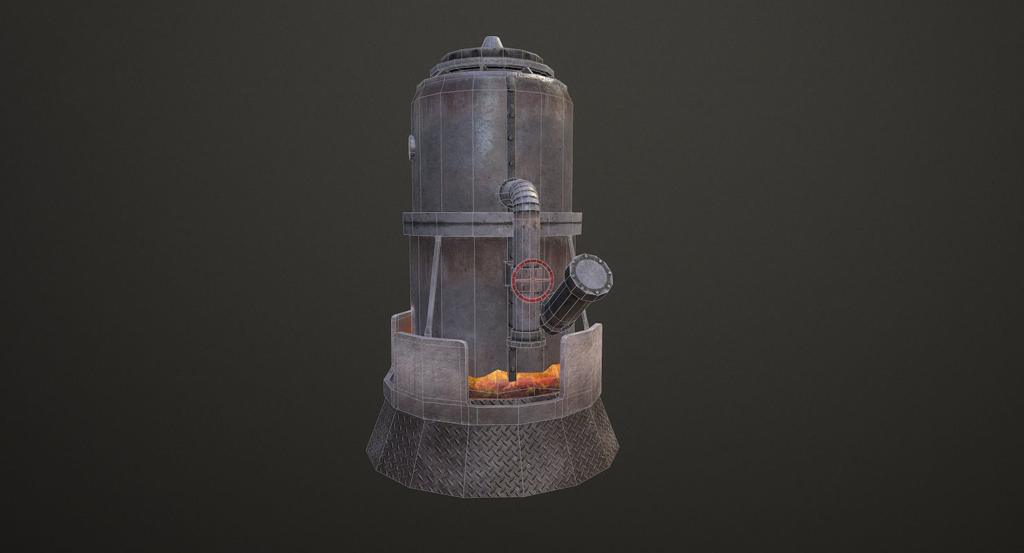 Melting Furnace WWII Low-poly 3D model_28