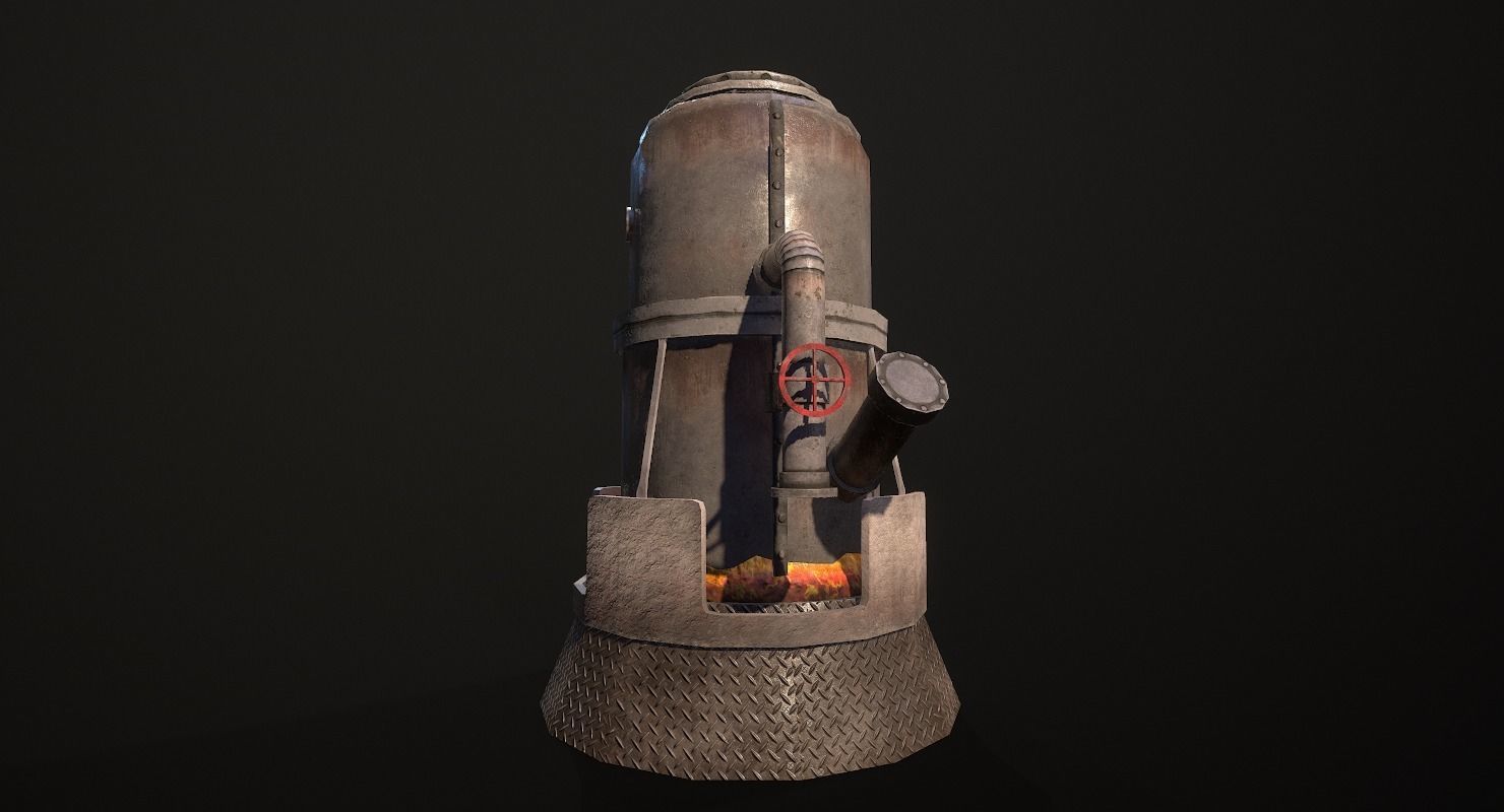 Melting Furnace WWII Low-poly 3D model_7