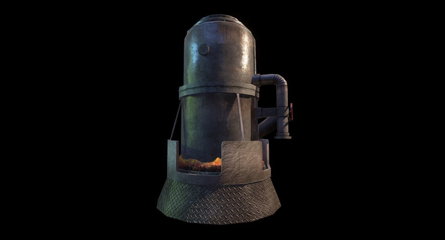 Melting Furnace WWII Low-poly 3D model_2