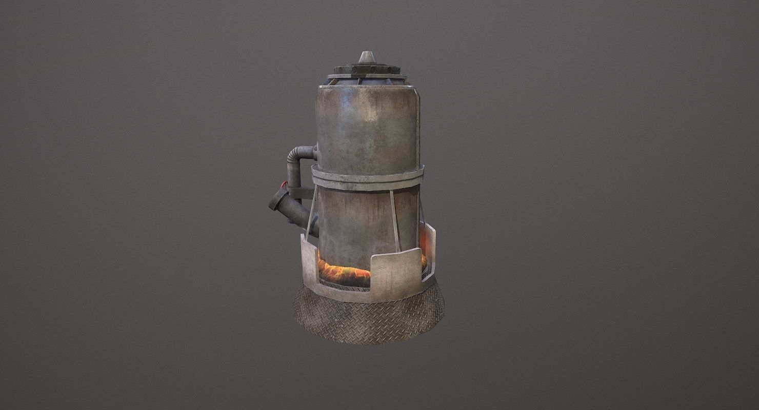 Melting Furnace WWII Low-poly 3D model_16