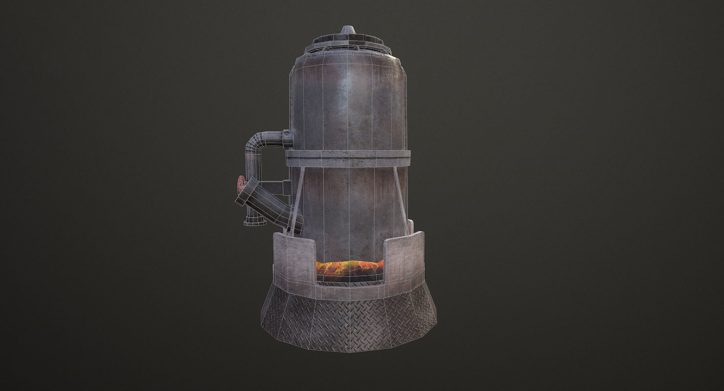 Melting Furnace WWII Low-poly 3D model_27