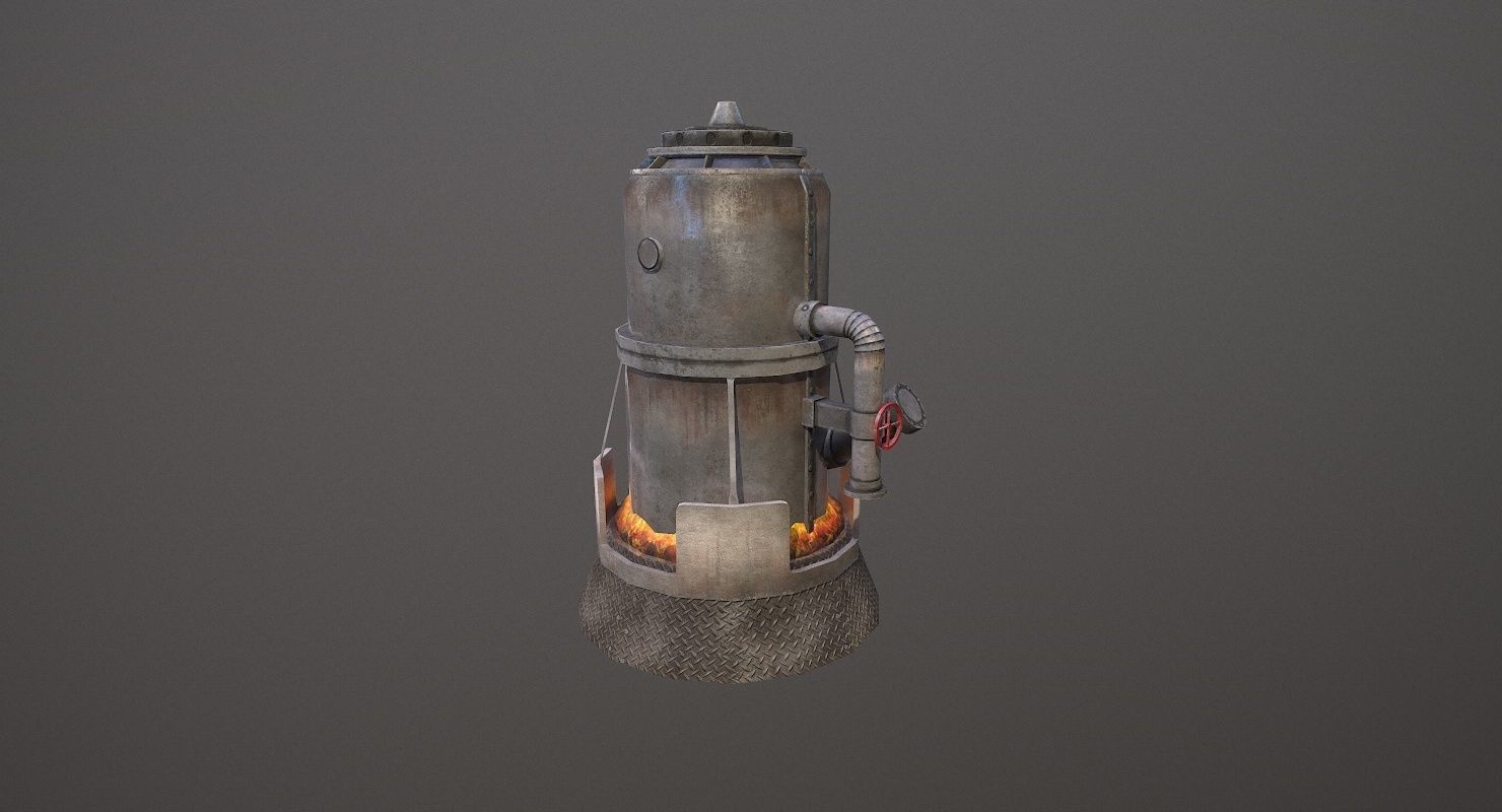 Melting Furnace WWII Low-poly 3D model_18
