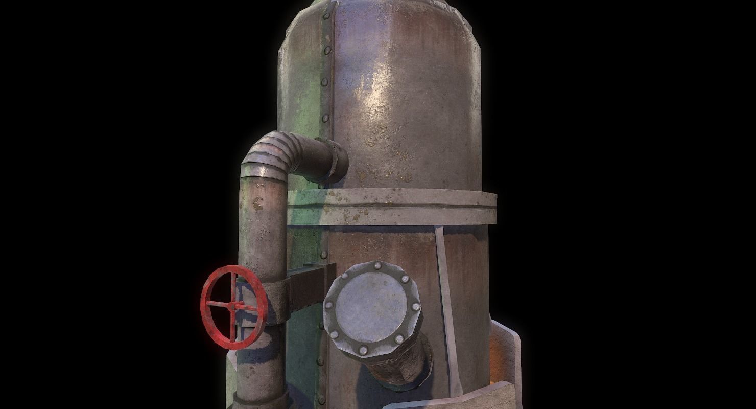 Melting Furnace WWII Low-poly 3D model_10