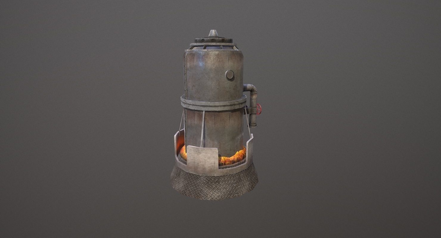 Melting Furnace WWII Low-poly 3D model_19