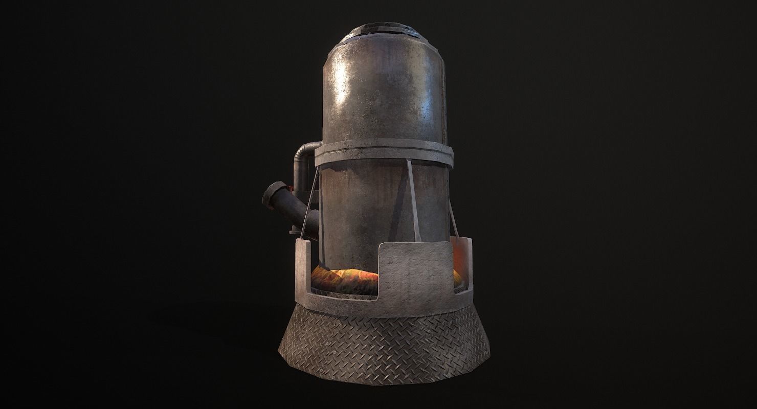 Melting Furnace WWII Low-poly 3D model_6