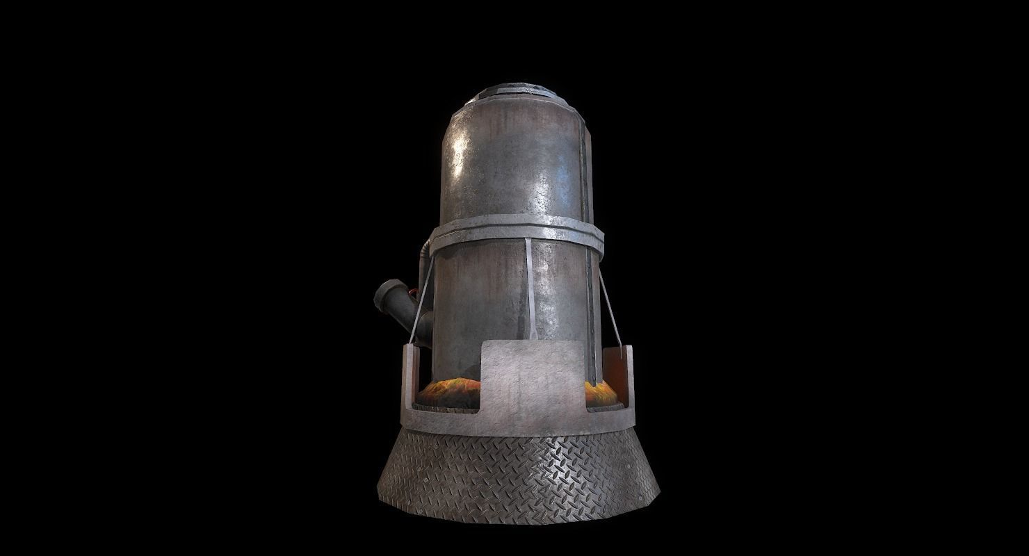 Melting Furnace WWII Low-poly 3D model_5
