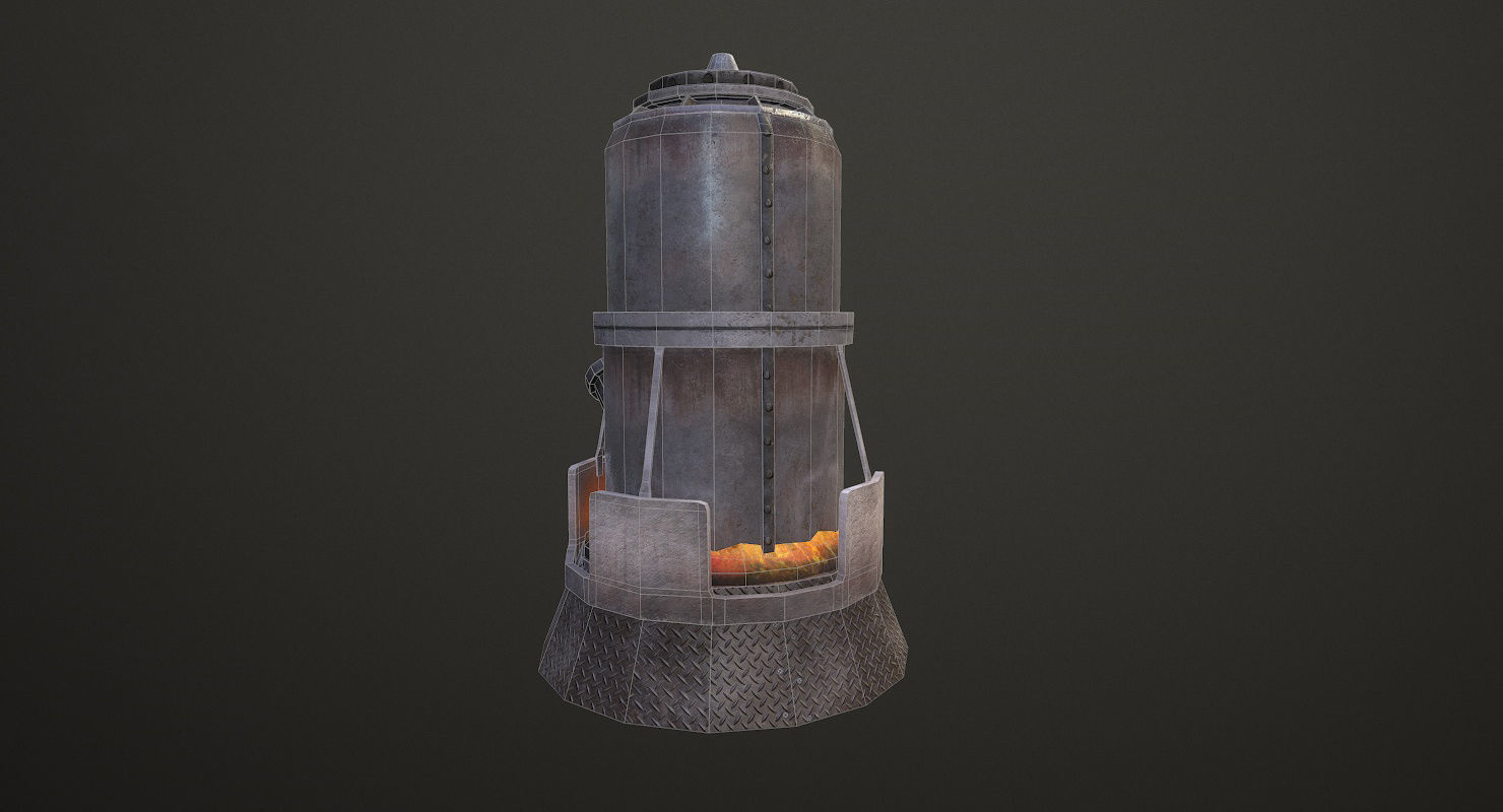 Melting Furnace WWII Low-poly 3D model_26