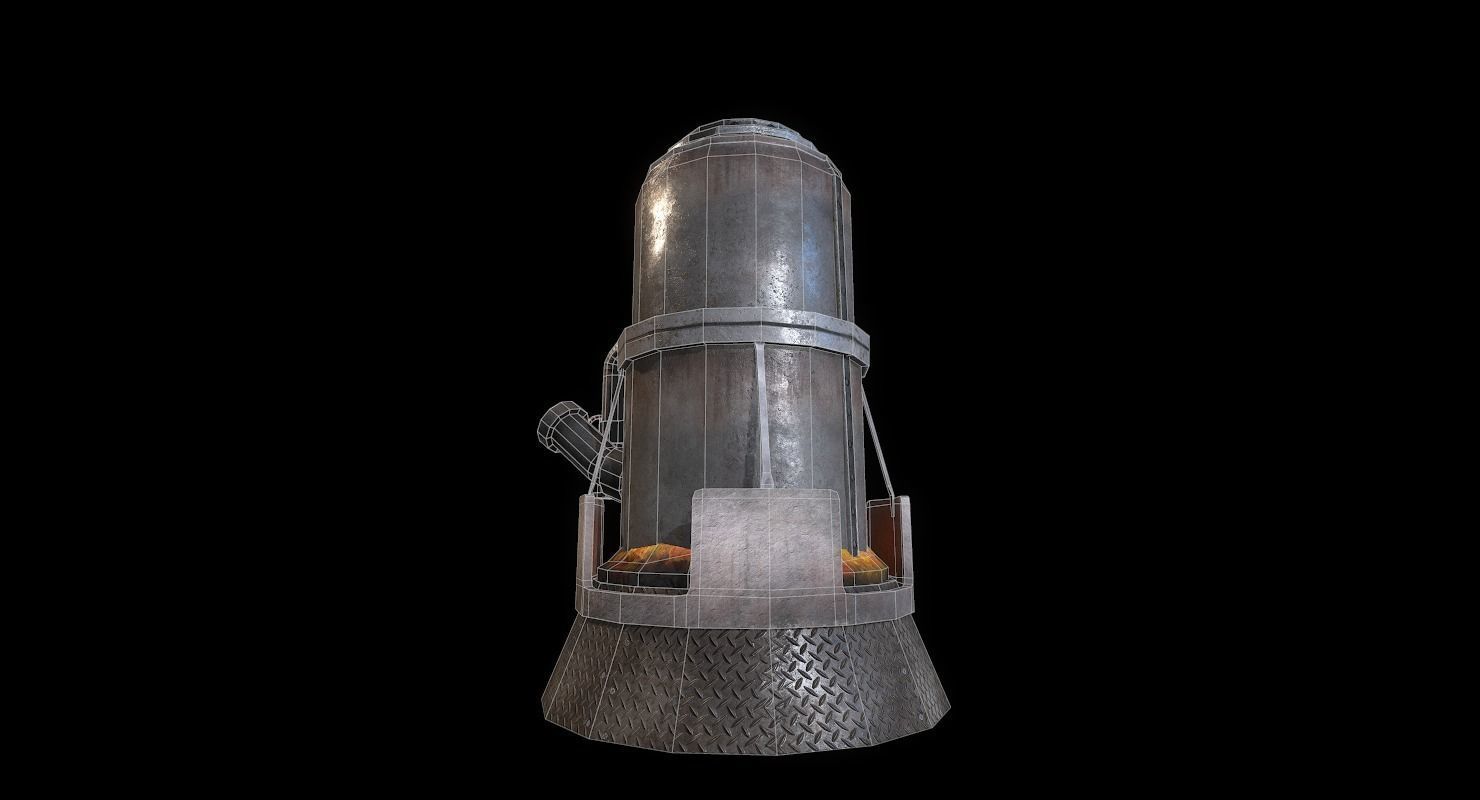Melting Furnace WWII Low-poly 3D model_8