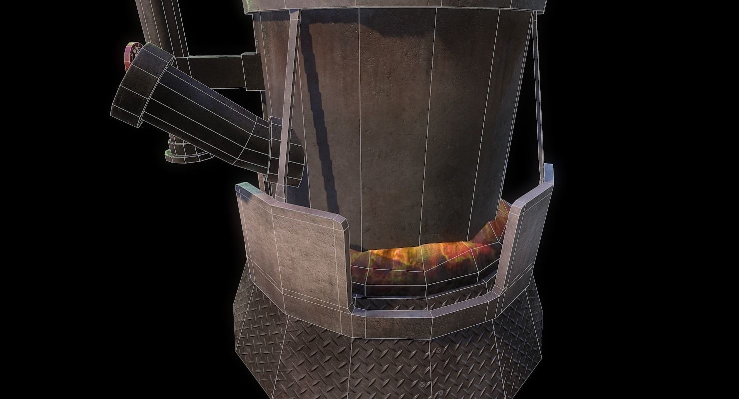 Melting Furnace WWII Low-poly 3D model_15
