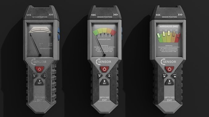 Modern  upgradeable EMF Detector for game purpose Low-poly 3D model