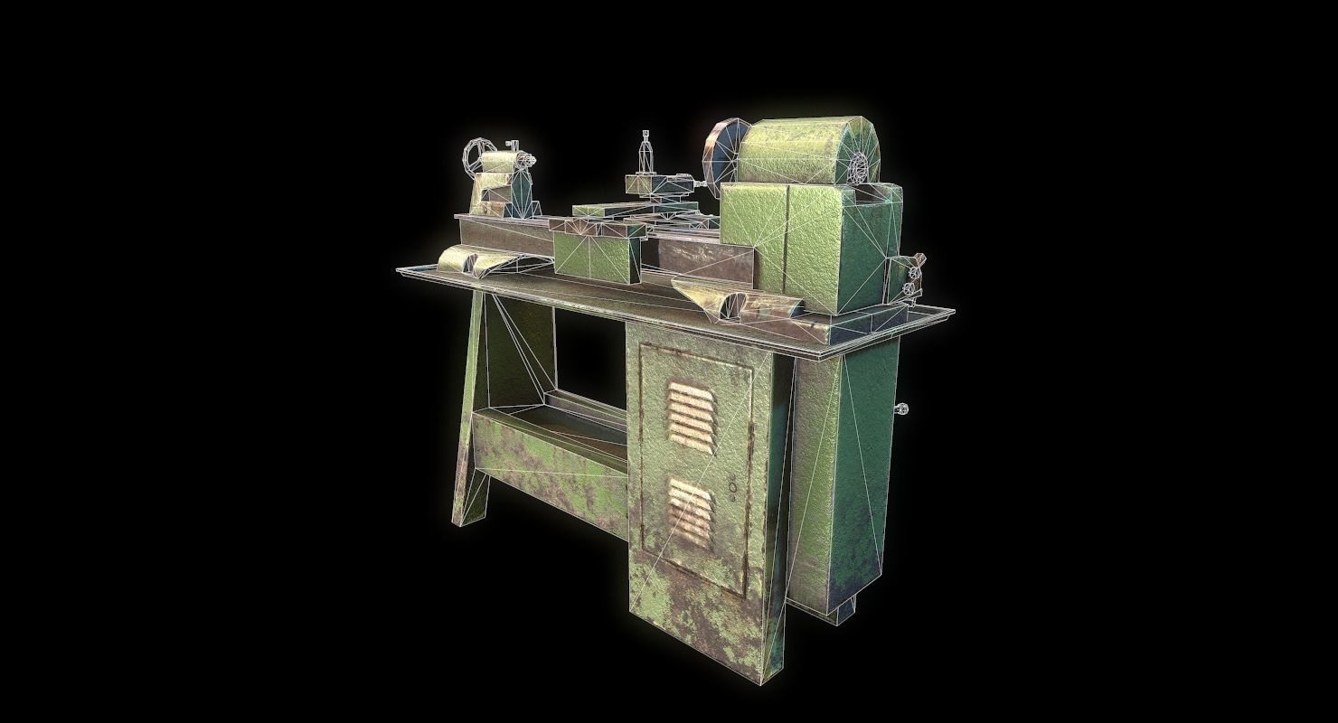 3D model Metalworking lathe machine WWII VR / AR / lowpoly CGTrader
