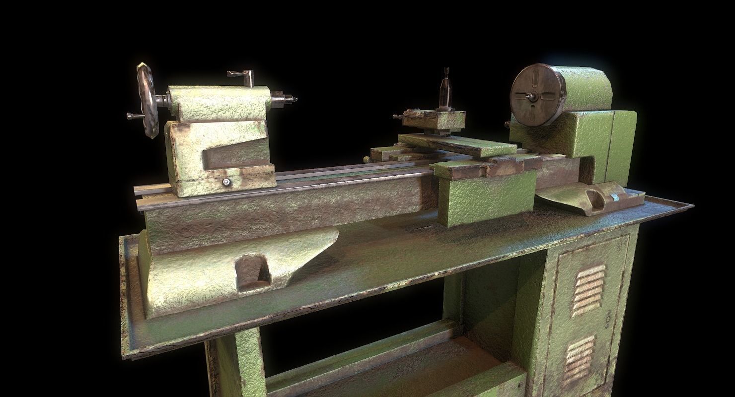 3D model Metalworking lathe machine WWII VR / AR / lowpoly CGTrader