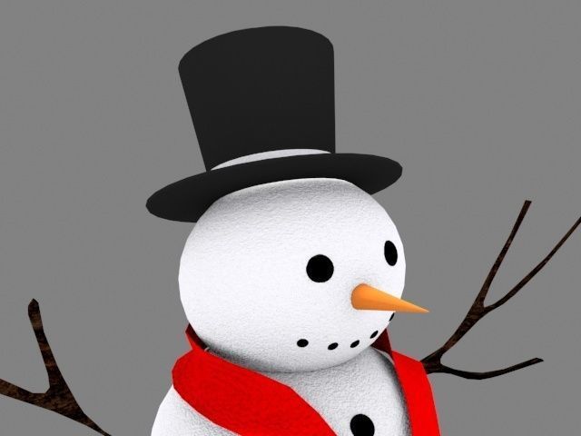 The Snowman wearing top hat and scarf 3D model_3