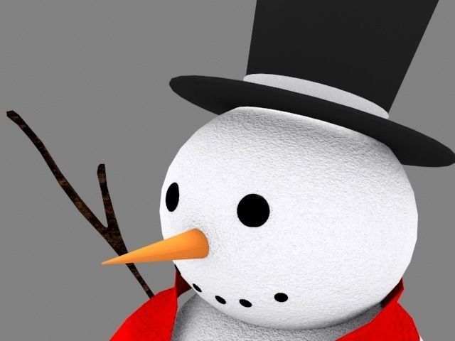 The Snowman wearing top hat and scarf 3D model_4
