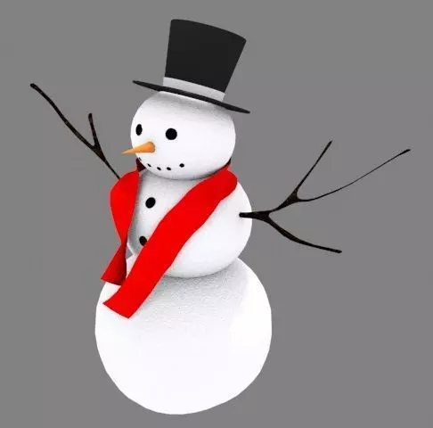 The Snowman wearing top hat and scarf 3D model_0