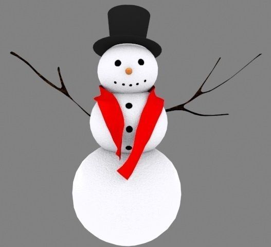 The Snowman wearing top hat and scarf 3D model_1