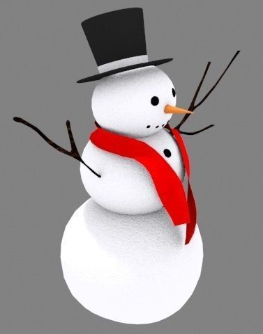 The Snowman wearing top hat and scarf 3D model_2