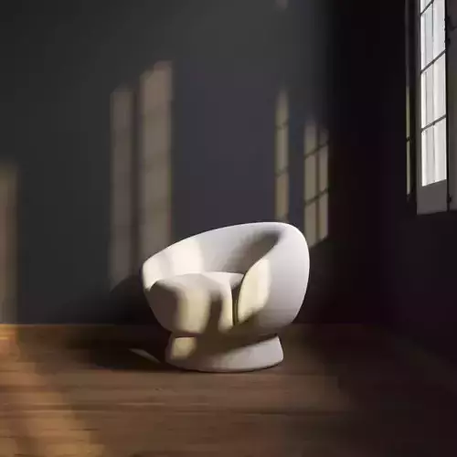 White Armchair - Round Shape 3D model
