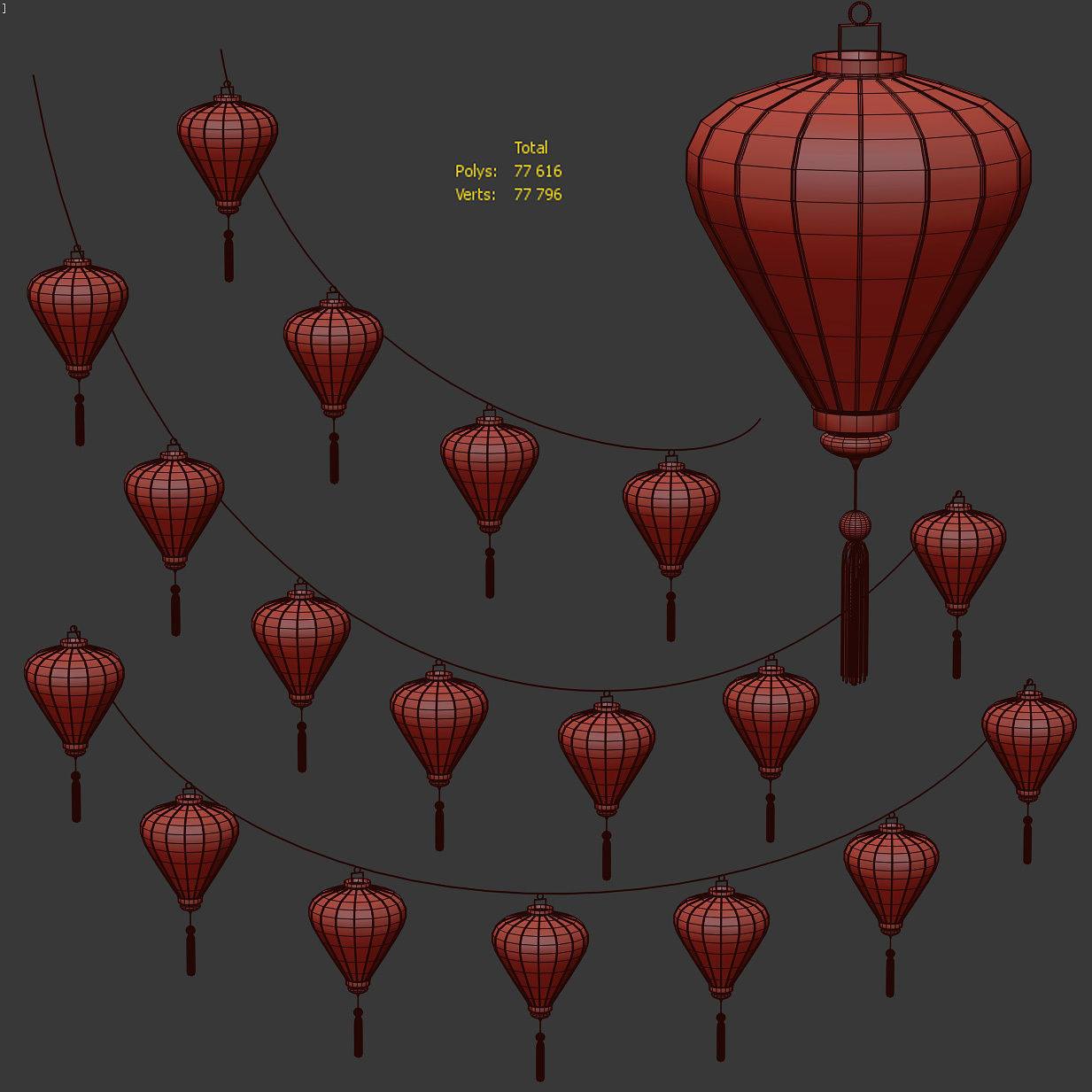 Chinese Lantern V2 Low-poly 3D model_2