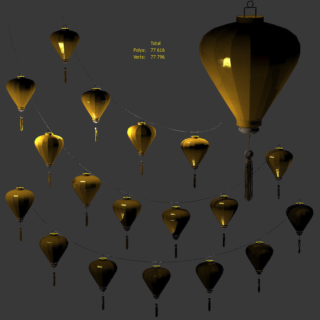 Chinese Lantern V2 Low-poly 3D model_3