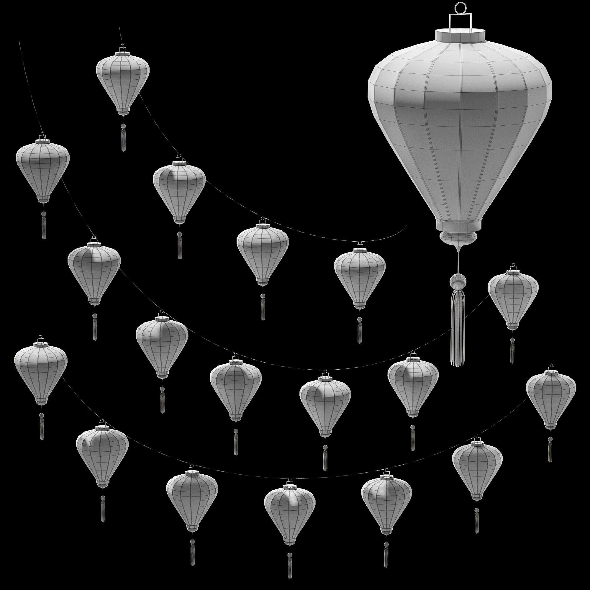 Chinese Lantern V2 Low-poly 3D model_1
