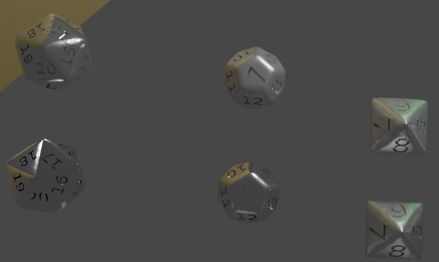 Platonic Dices Low-poly 3D model_3
