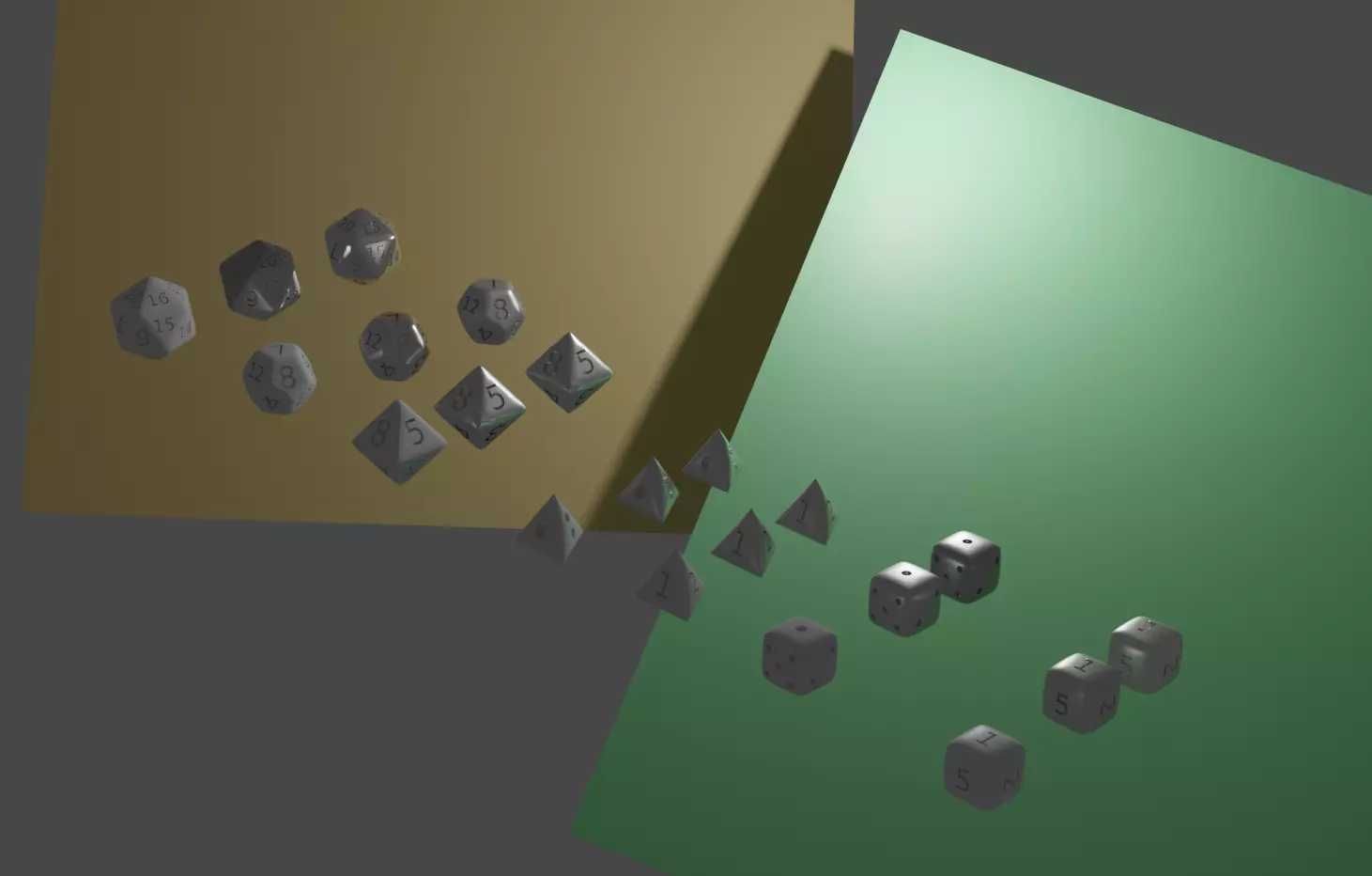 Platonic Dices Low-poly 3D model_0