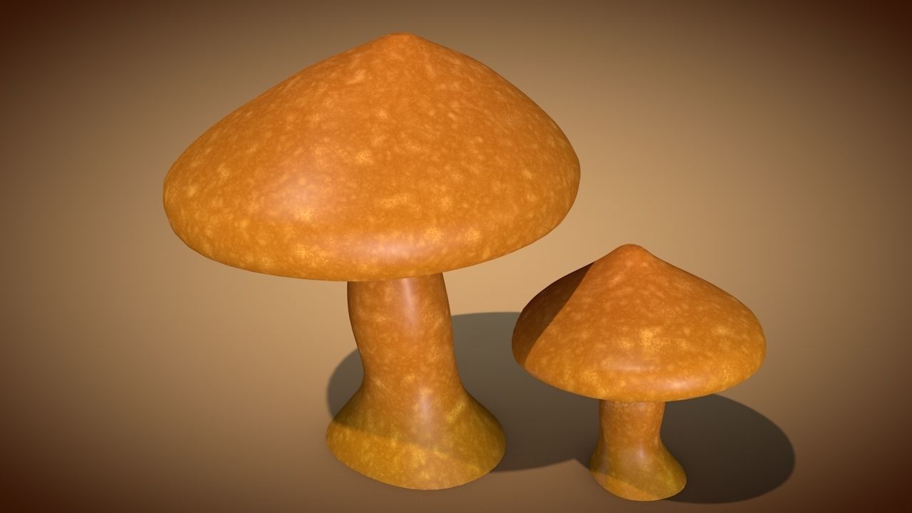 Mushroom 1 two mushrooms Low-poly 3D model_1