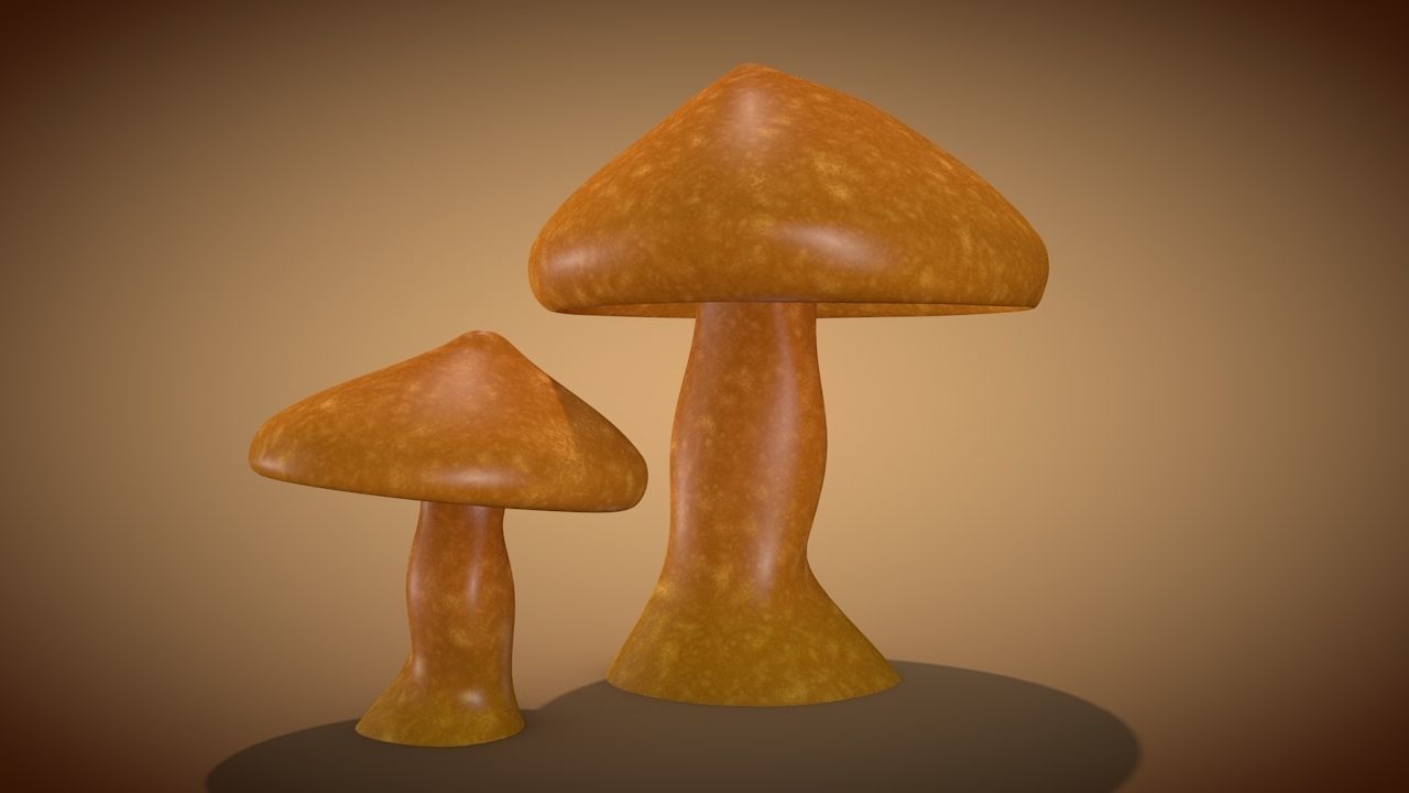 Mushroom 1 two mushrooms Low-poly 3D model_3